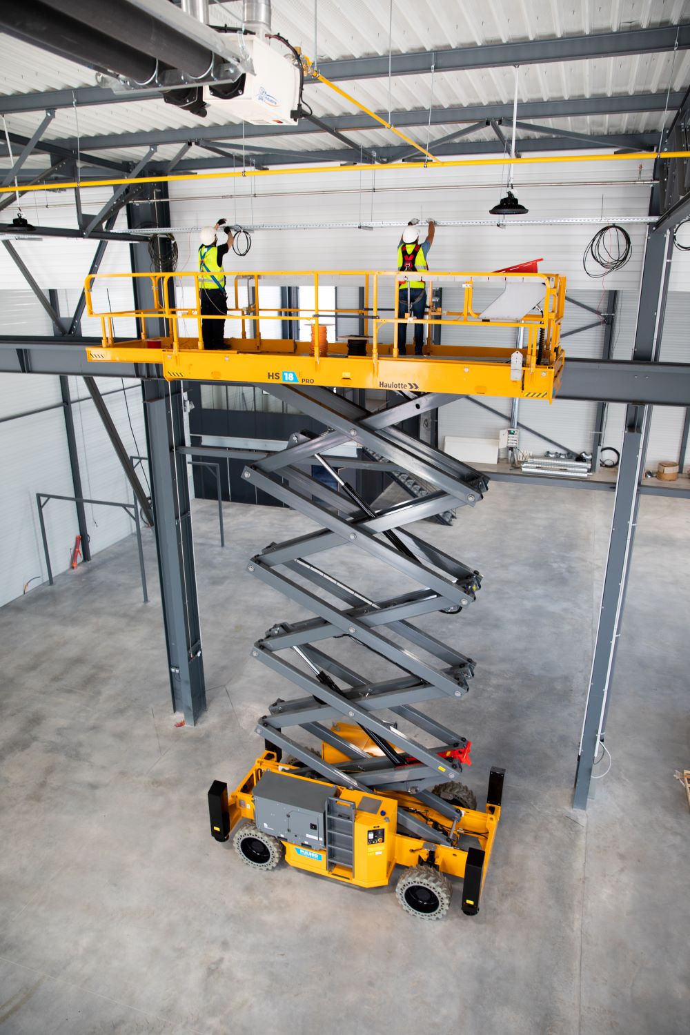 large scissor lift in operation